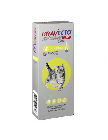 Bravecto Plus Gato 1,2 a 2,8 kg.